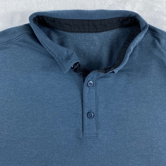 Lululemon Evolution Mens XL Polo Shirt Short Sleeve Blue Casual Athletic - Picture 1 of 10